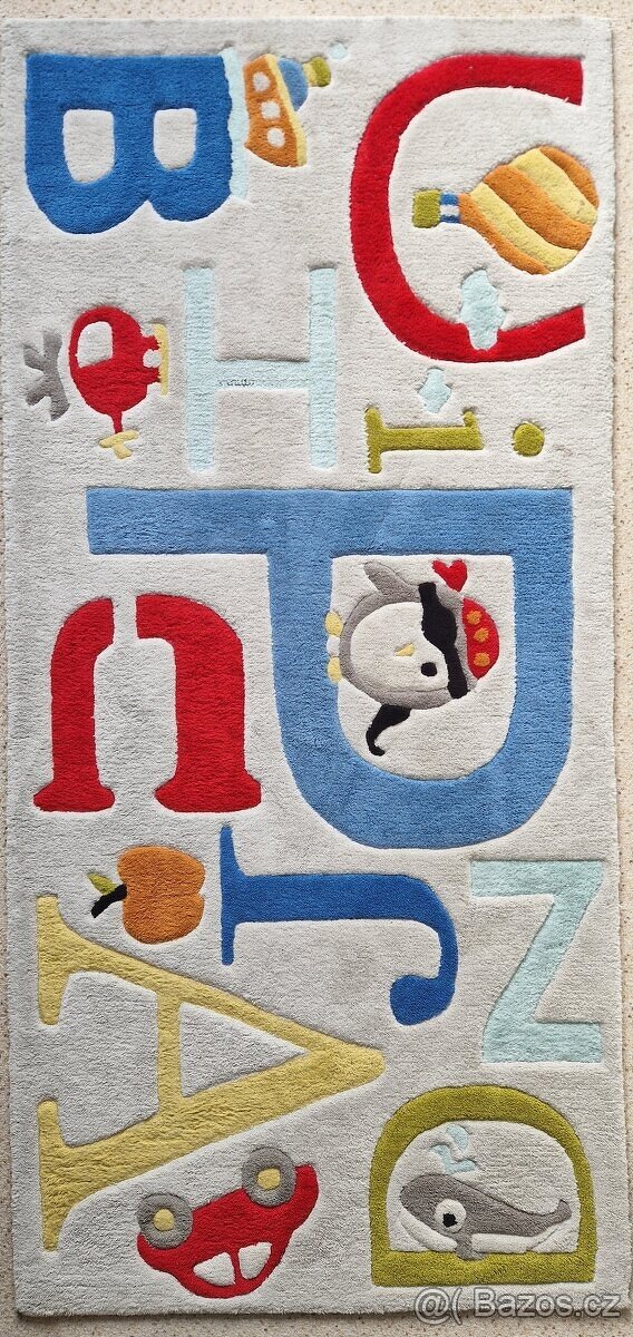 Krásný dětský koberec s písmeny, 160x75cm