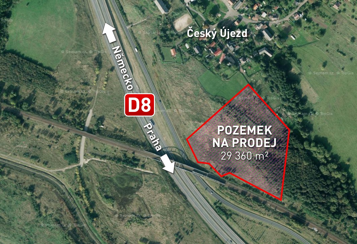 Prodám pozemek u dálnice D8,  29 360m2m