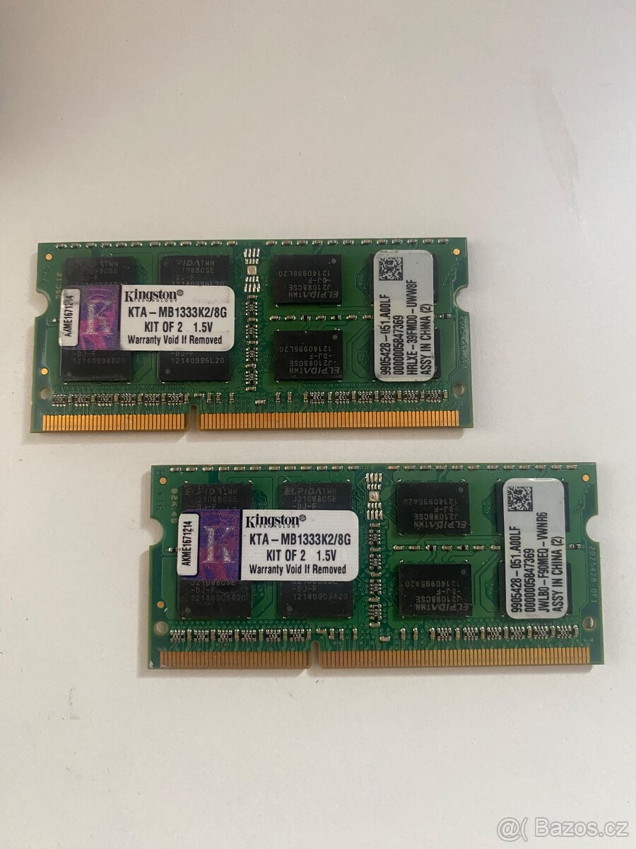 Kingston RAM 8GB (2x4GB) DDR3 1333MHz SO-DIMM pro notebooky