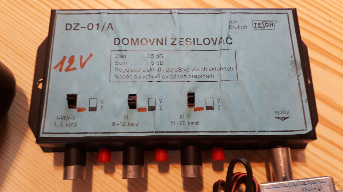 Prodám domovní TV zesilovač DZ-01/A-3xvstup- TV DVB T2,VKV