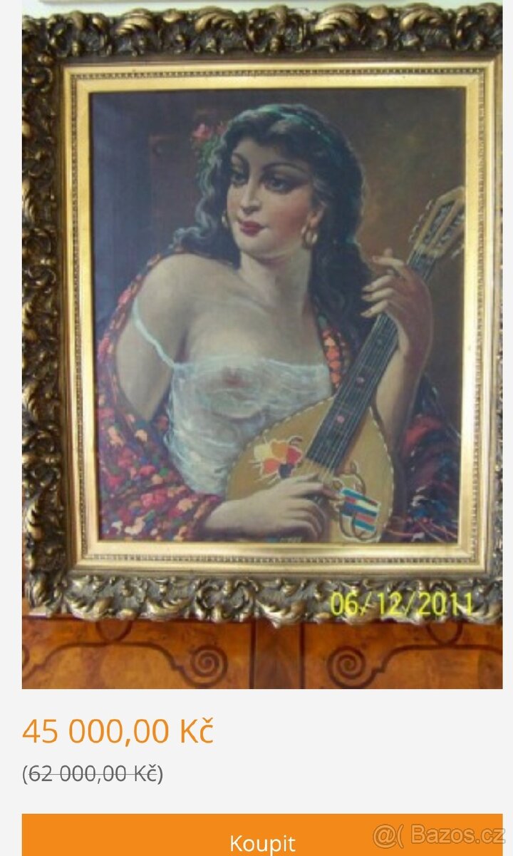 Obraz cikánka s mandolínou