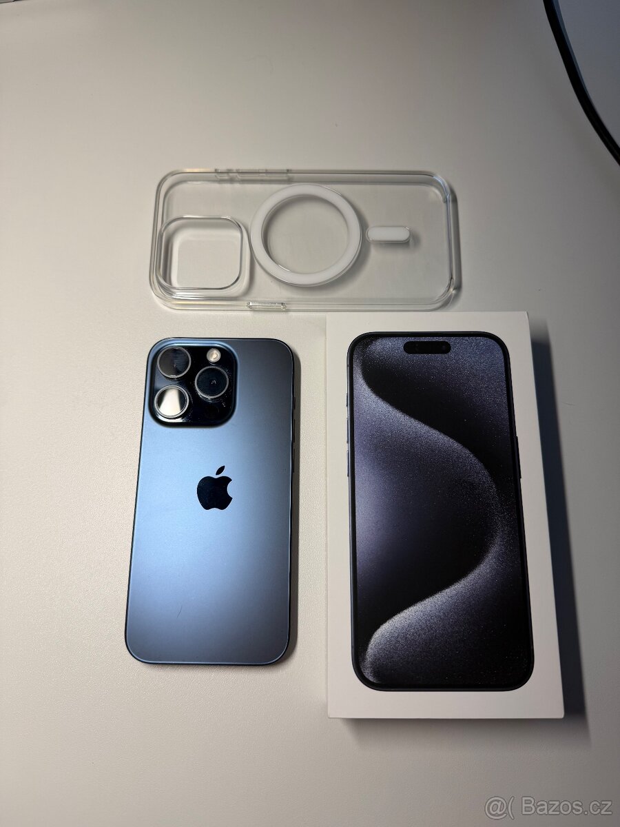 iPhone 15 Pro, 256GB, modrý titan