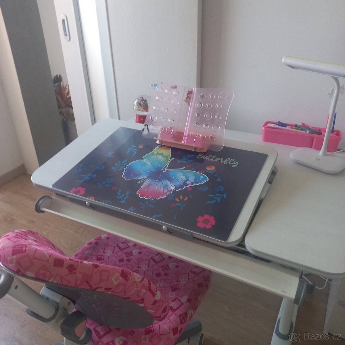 rostoucí stůl + židle - dekor bílý cedr