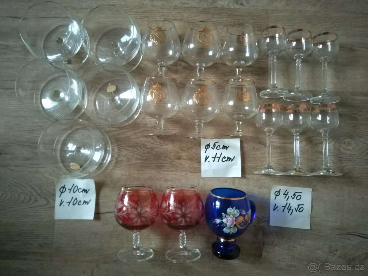 Sklenice různé, vše za 100,-