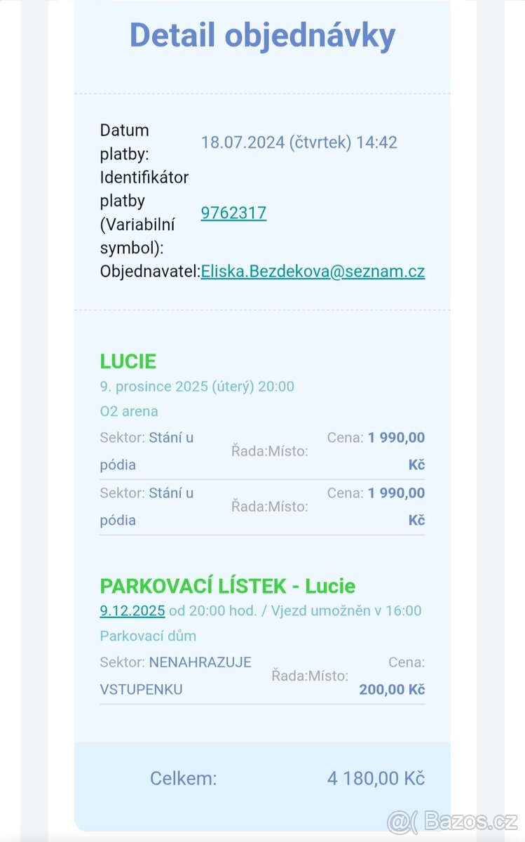 Vstupenky Lucie 9.12.2025