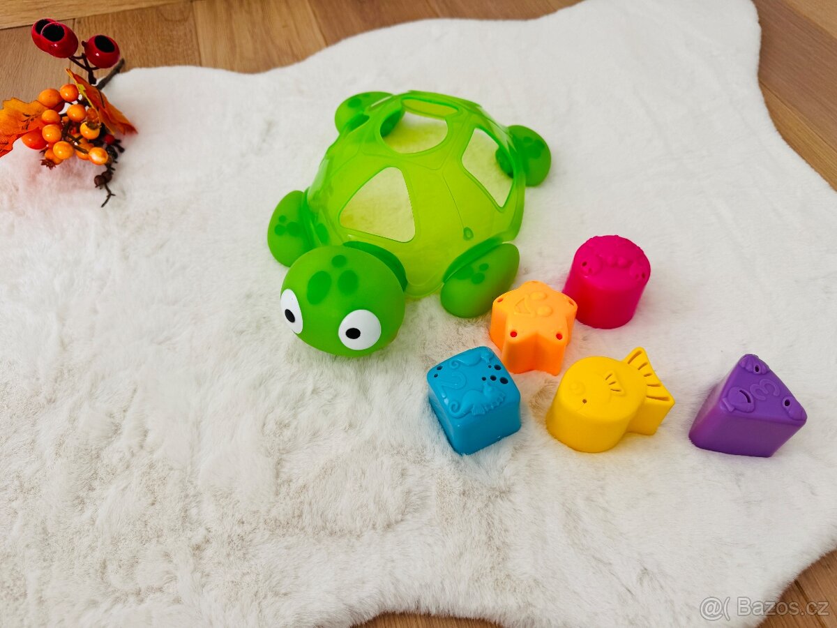 🐢 Dětská vkládačka želva – 5 barevných tvarů, krásný stav