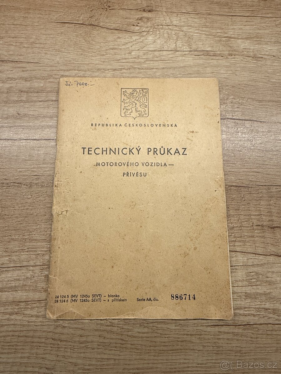 Technický průkaz velký - ČZ 175 typ 450