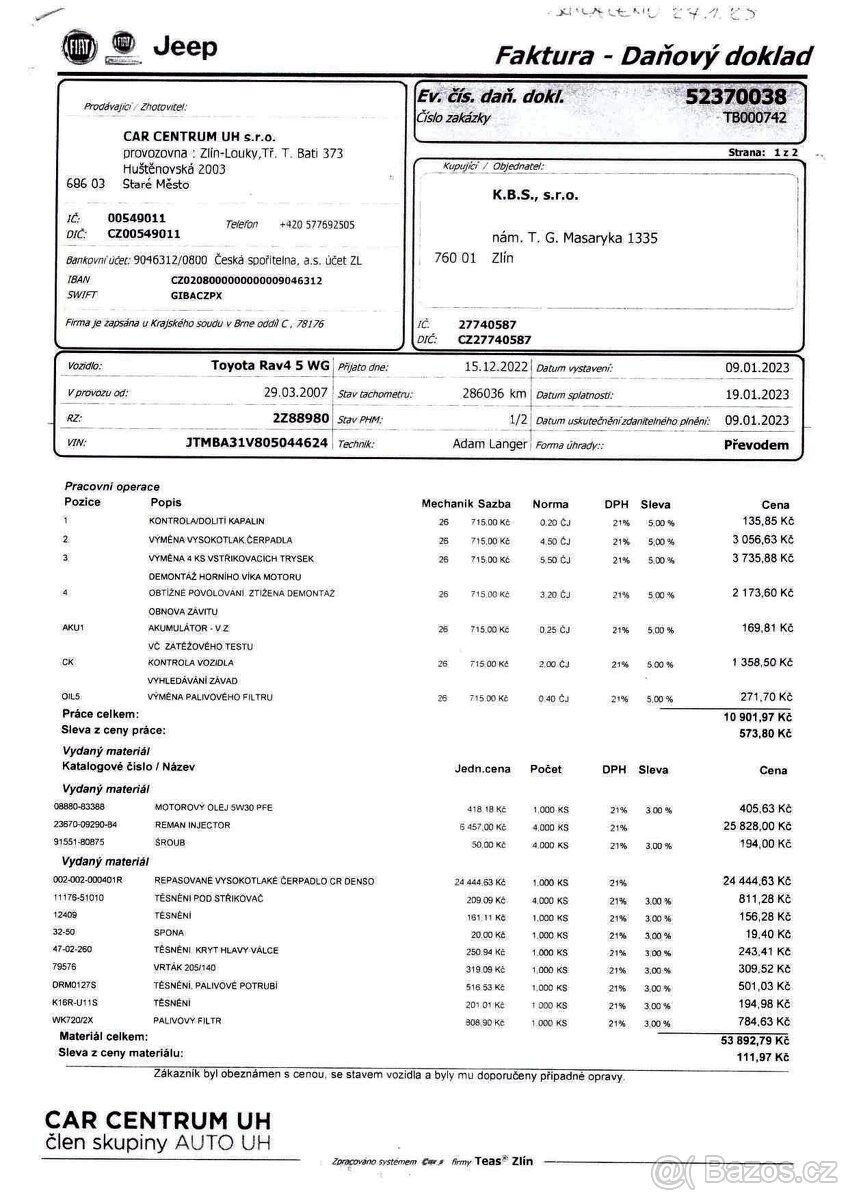Motor Toyota RAV4 2007