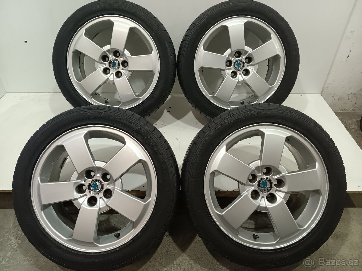 Letní alu kola Škoda 5x100 R16 pneu 215/45/16/