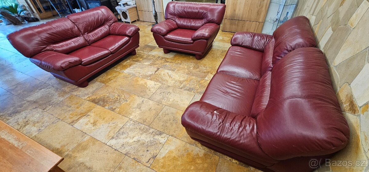 Kožená sedací souprava 3+2+1