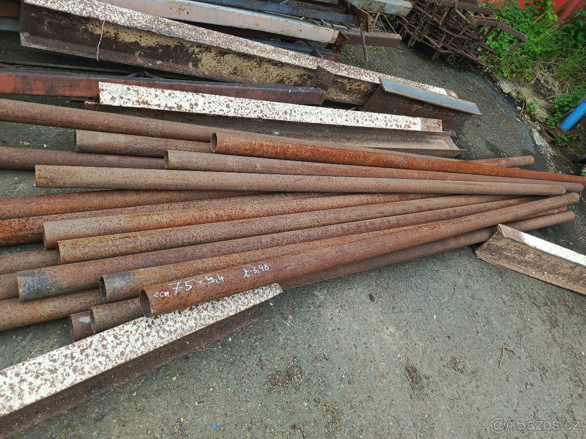 TRKR - trubky ocelové  cca 75,6  x 5,4 mm - délka cca 2,98 m