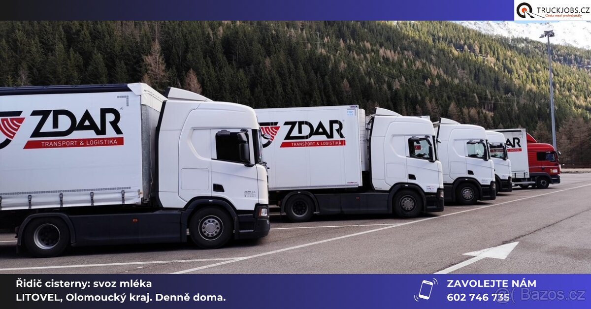 Řidič cisterny na svoz mléka. Region: LITOVEL (TRUCKJOBS)