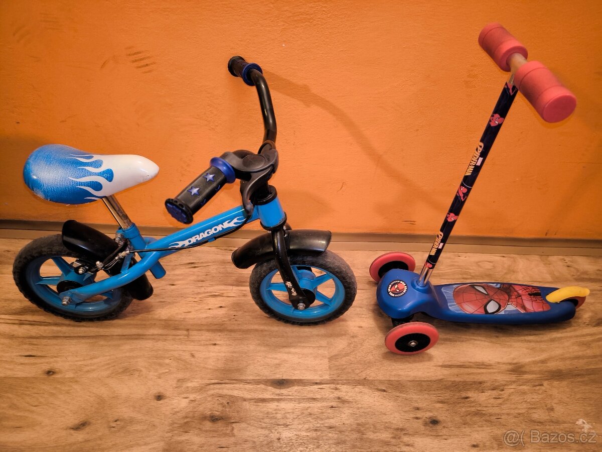 Odrážedlo a koloběžka. Cena za obojí. A zdarma funkční autod