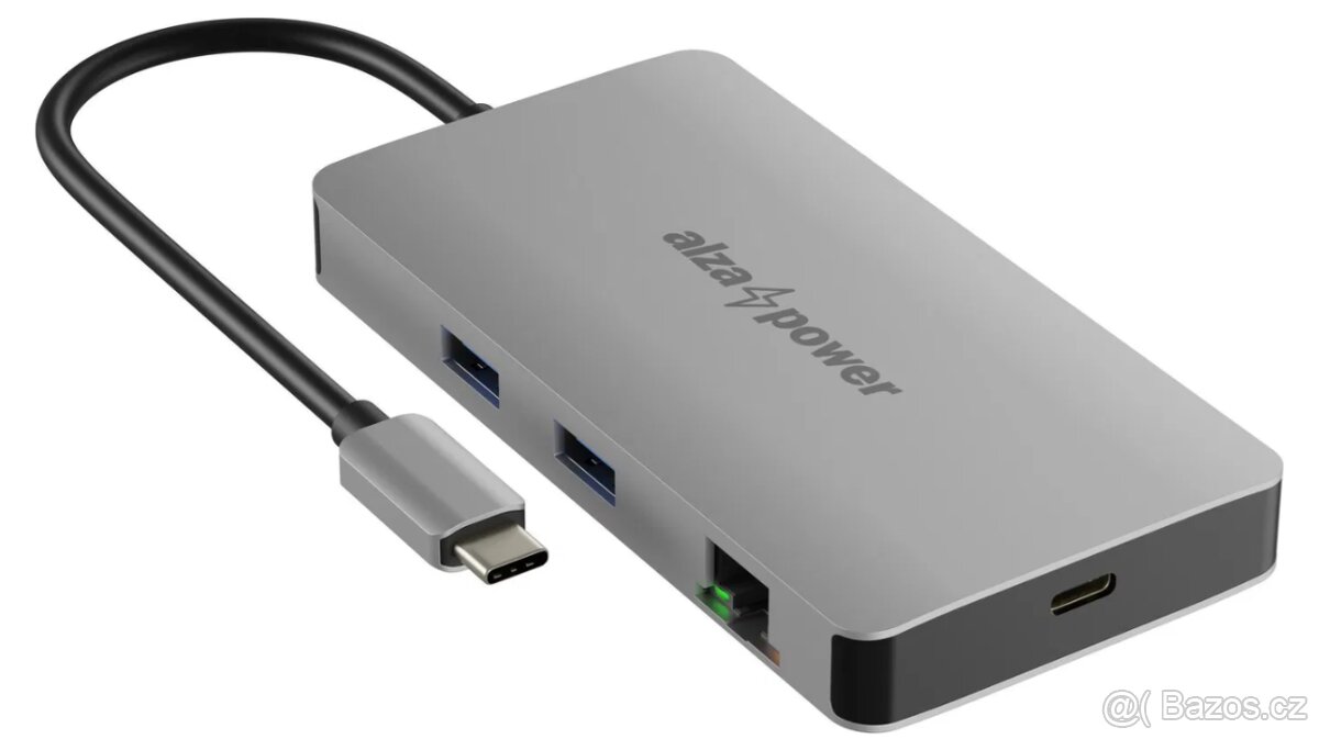 Dokovací stanice AlzaPower Metal USB-C Dock Station 8v1 Dual