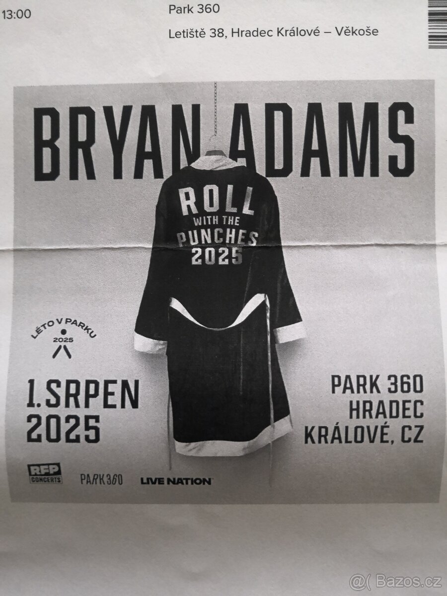Vstupenky Bryan Adams, 1.8.2025 Hradec Králové