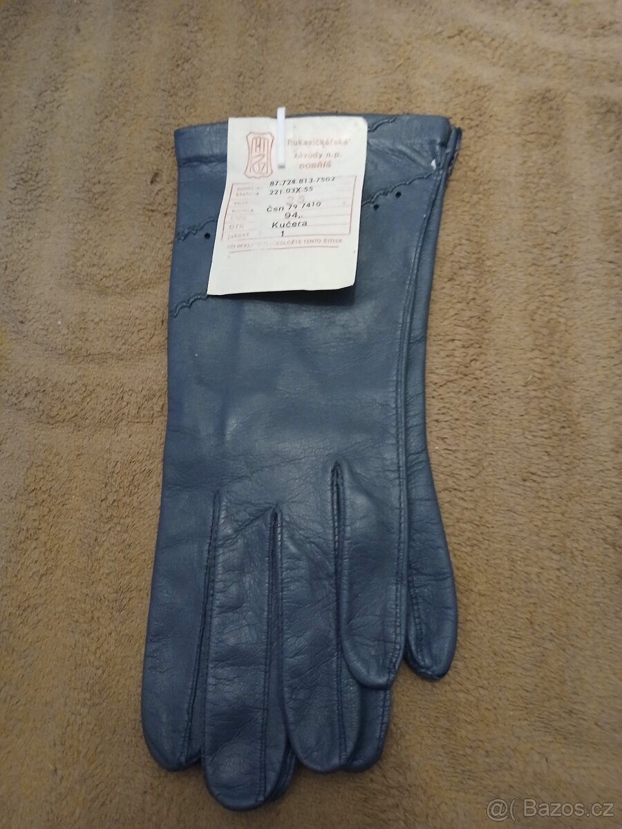Prodám vintage, nové kožené dámské rukavice vyrobené v Česko
