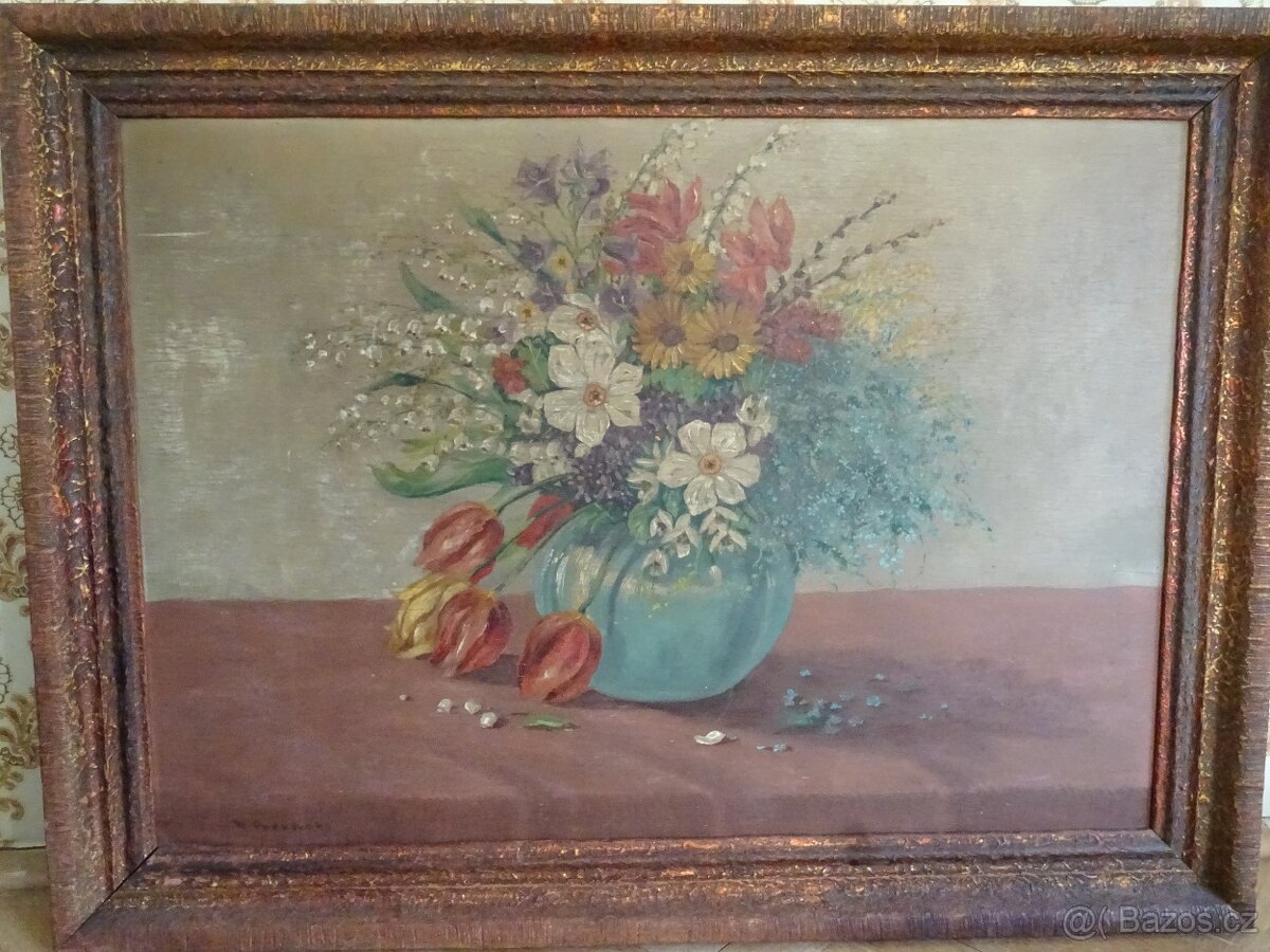 Obraz květiny Pozrovský - 60x80 cm - olej na dřevě