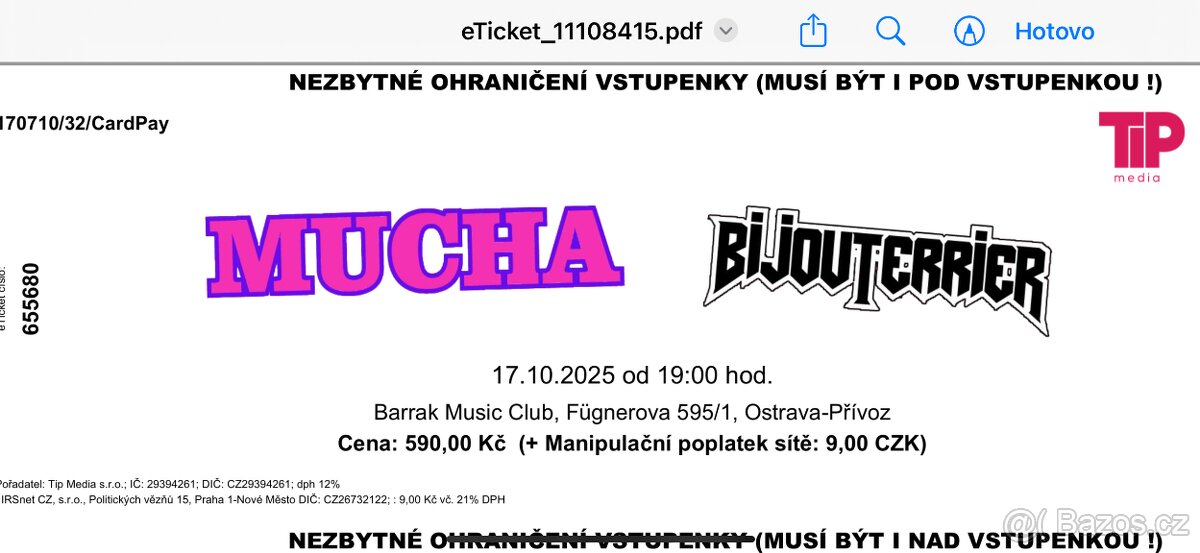 Dvojkoncert MUCHA a BIJOUTERRIER 17. října 2025 (pátek) 19:0