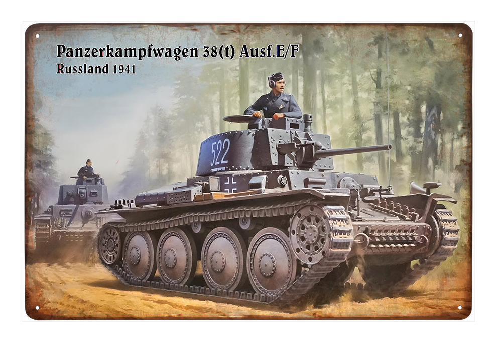 plechová cedule - Panzerkampfwagen 38(t), Russland 1941