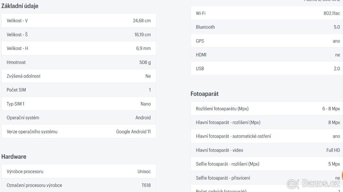 Tablet Galaxy Tab A8 32 gb s nabíječkou