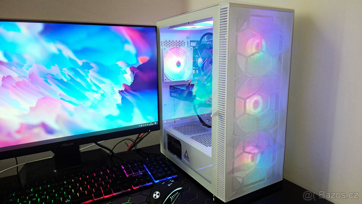 Bílé herní PC Intel Core i5,RX580 8GB,16GB,SSD1TB,WIFI+BT