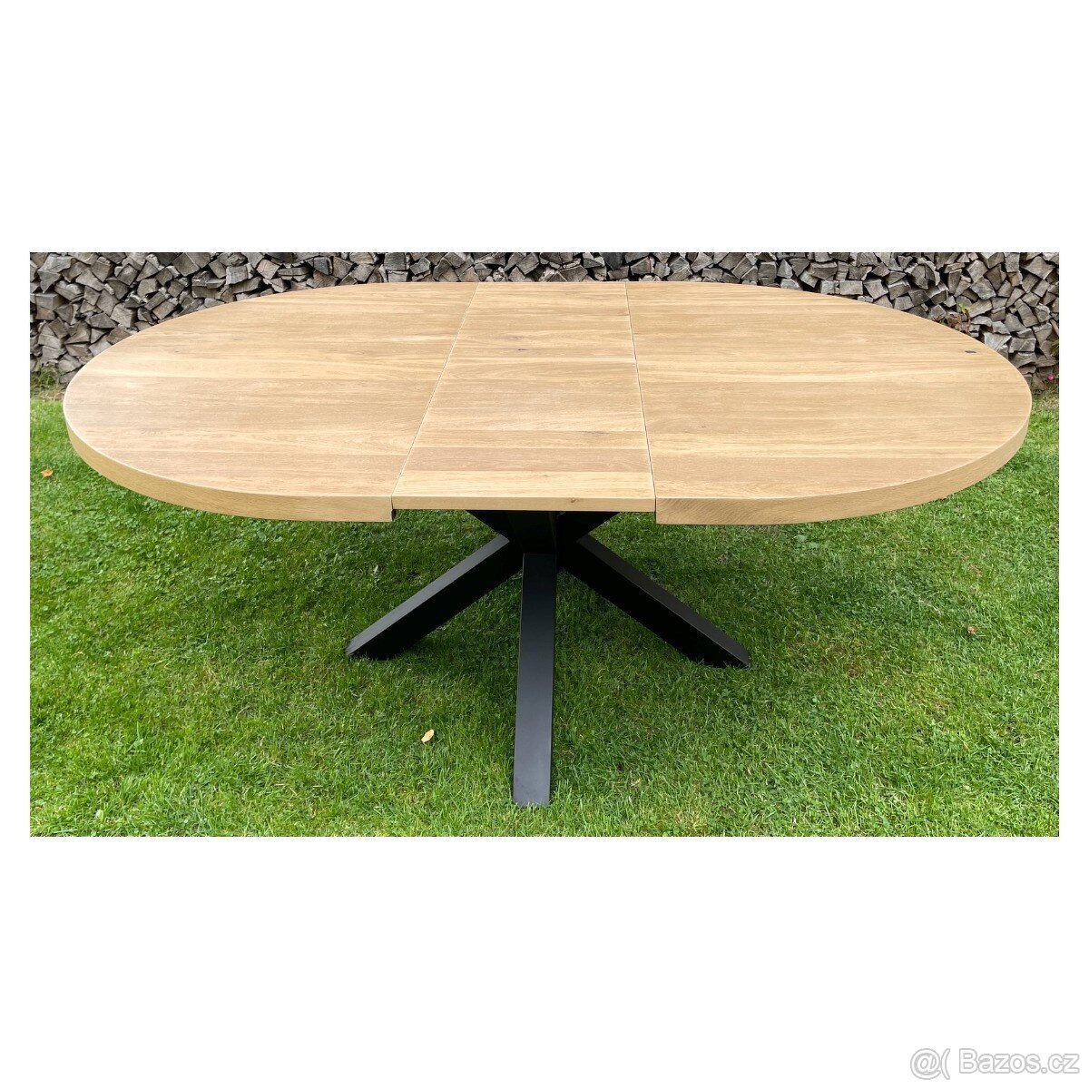 Masivní rozkládací jídelní stůl Metalox 150+40 cm – dub, kov