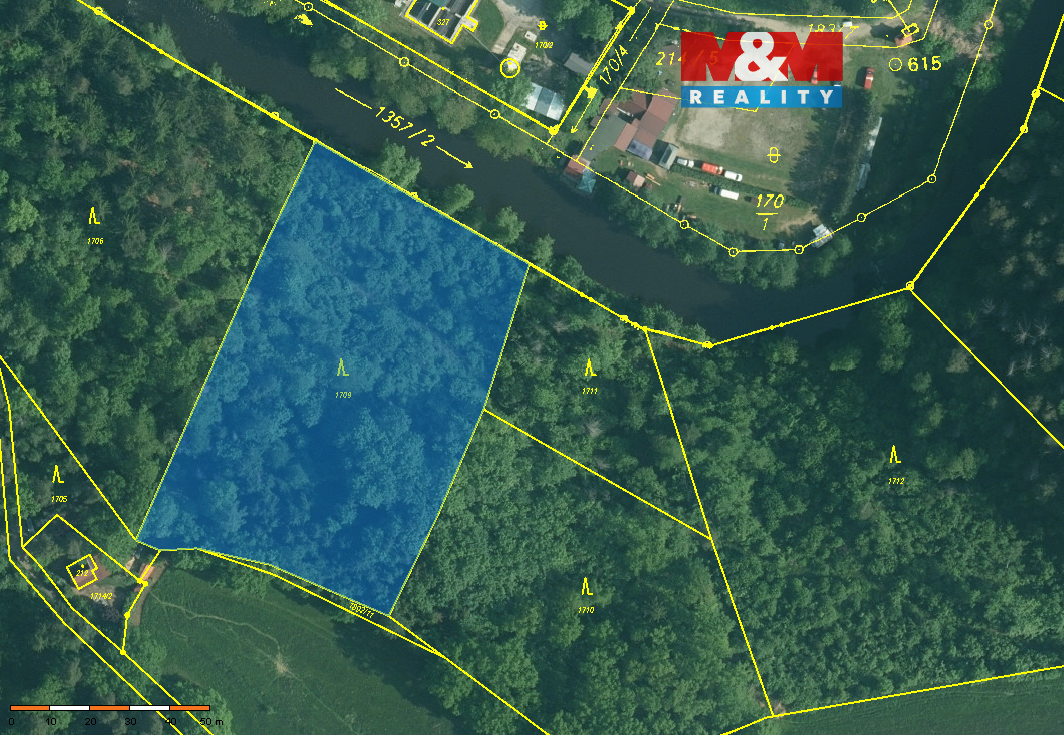 Prodej lesa, 6543 m², Římov - Branišovice