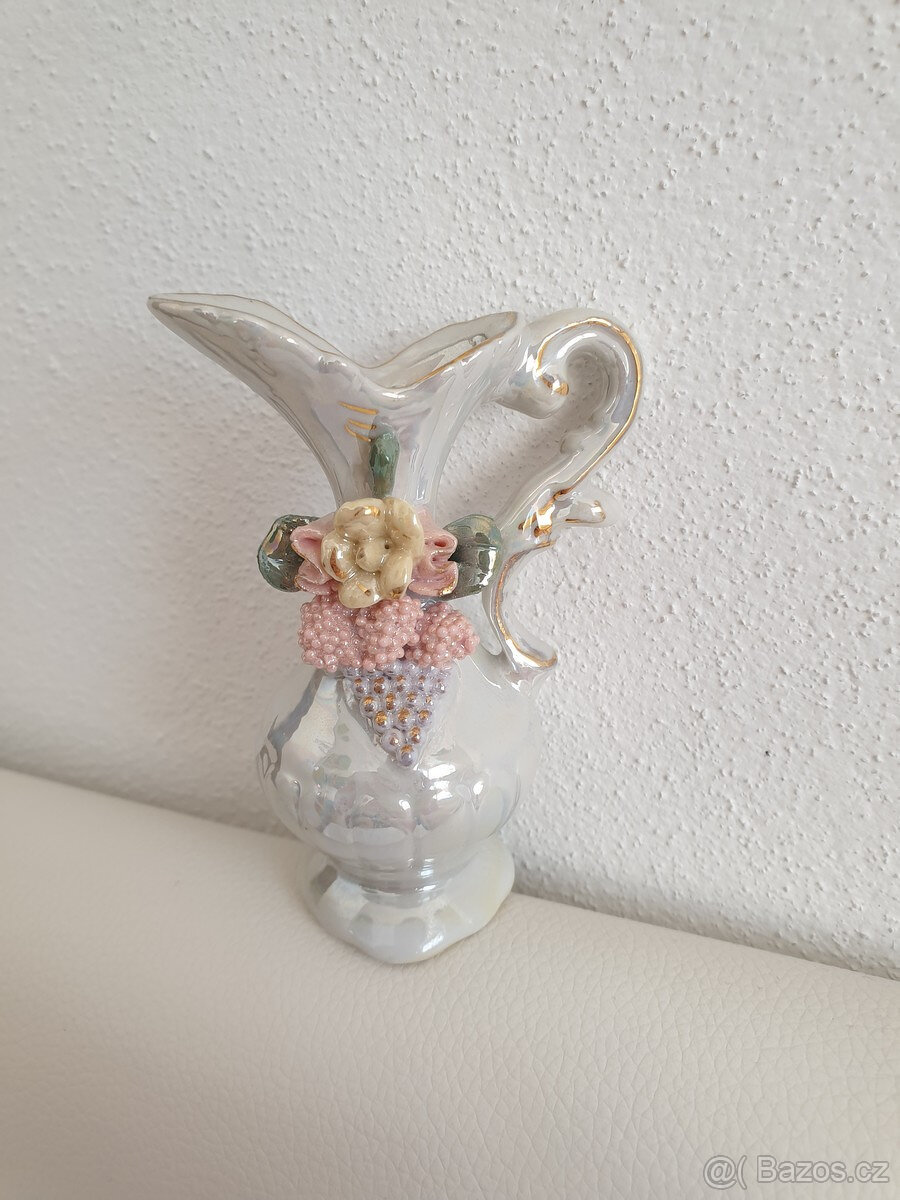 Retro dekorace duhový porcelán džbánek květinky