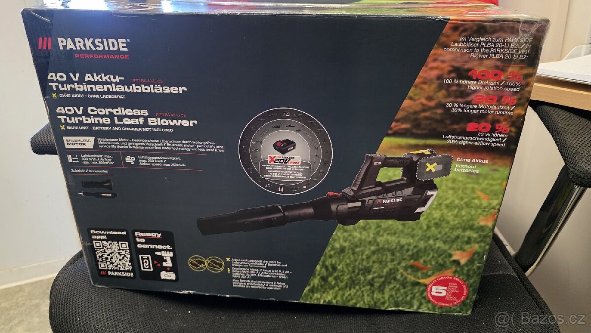 Aku foukač listí parkside performance