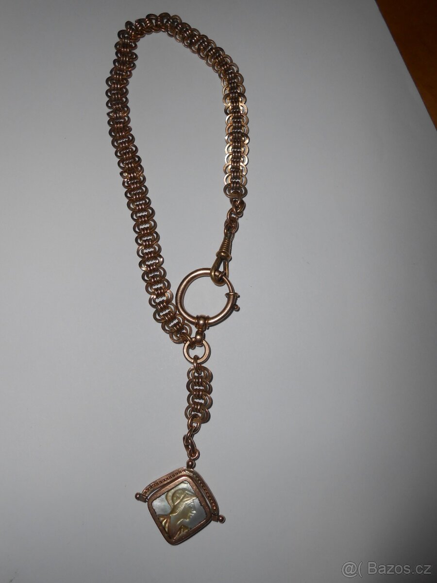 RETRO šatlén na hodinky s přívěškem 33cm - zachovalé