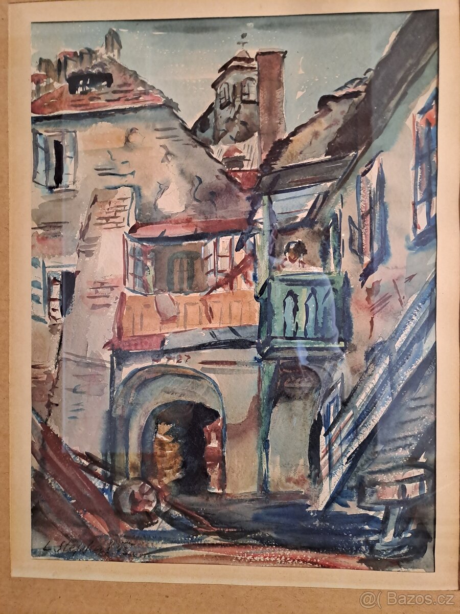 KRÁSNÝ SIGNOVANÝ OBRAZ "ITALSKÁ ULIČKA"