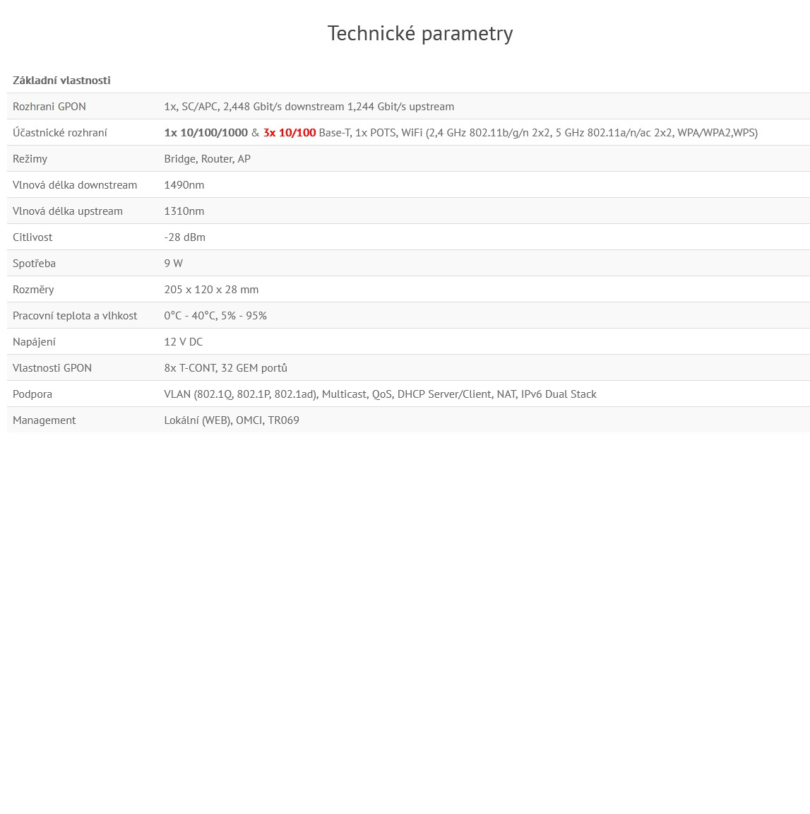 WiFi router i s optickým vstupem ZTE ONT F670L