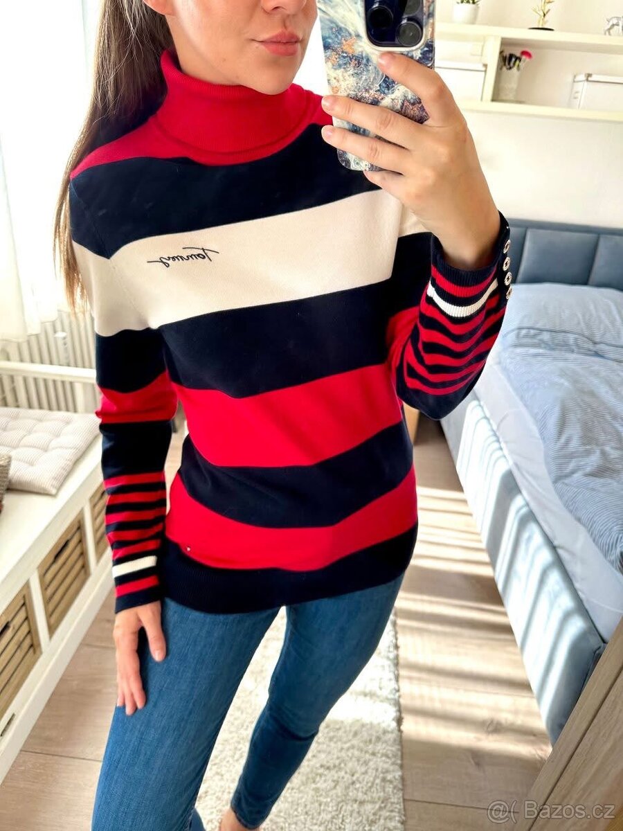 TOMMY HILFIGER KRÁSNÝ PRUHOVANÝ ROLÁK