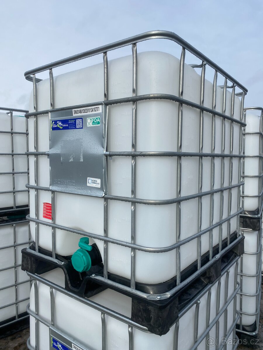 Nádrž na vodu 1000l - vymytá po čokoládě - IBC kontejner