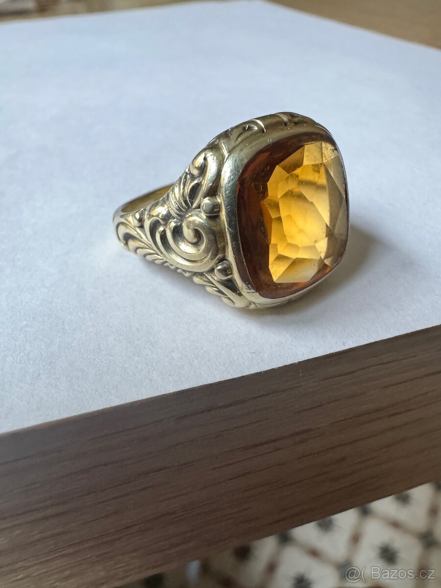 Zlatý prsten 14k s citrinem
