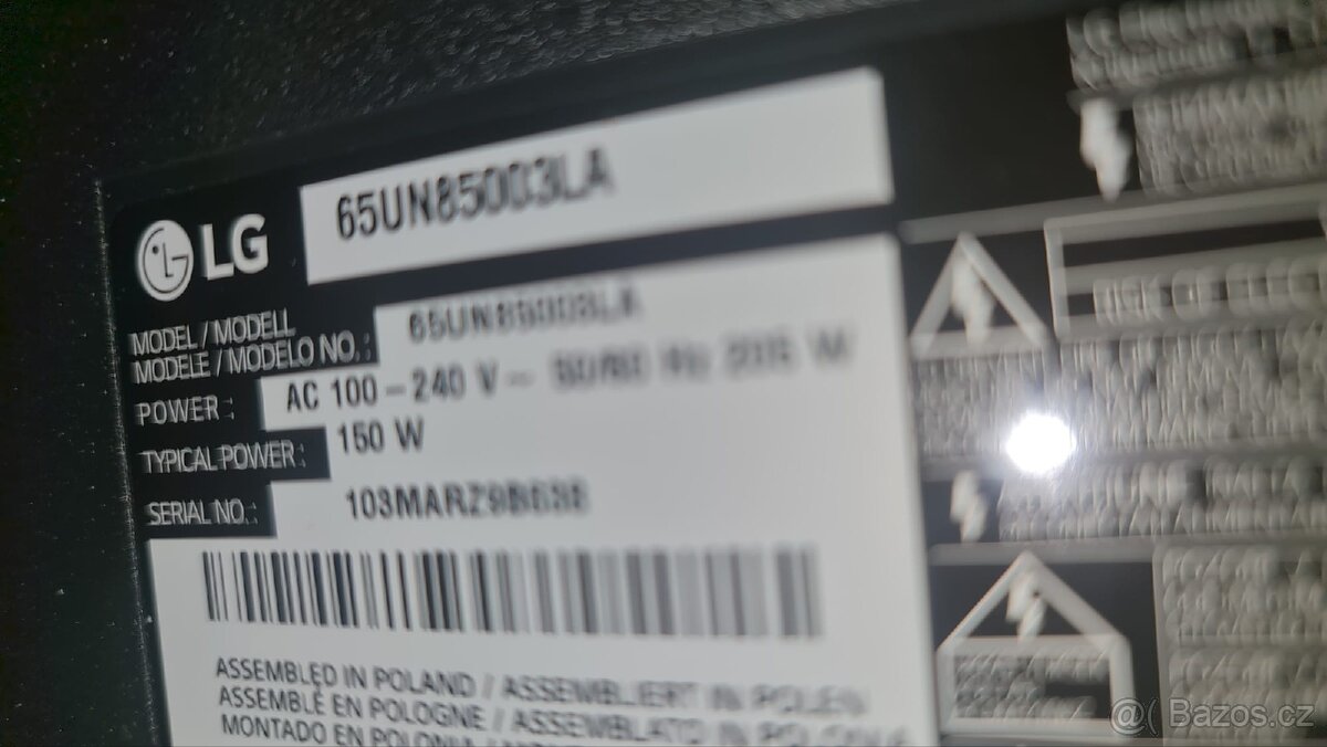 Tv lg rok výroby 2020 typ na fotu 65 palců a 120hz obraz