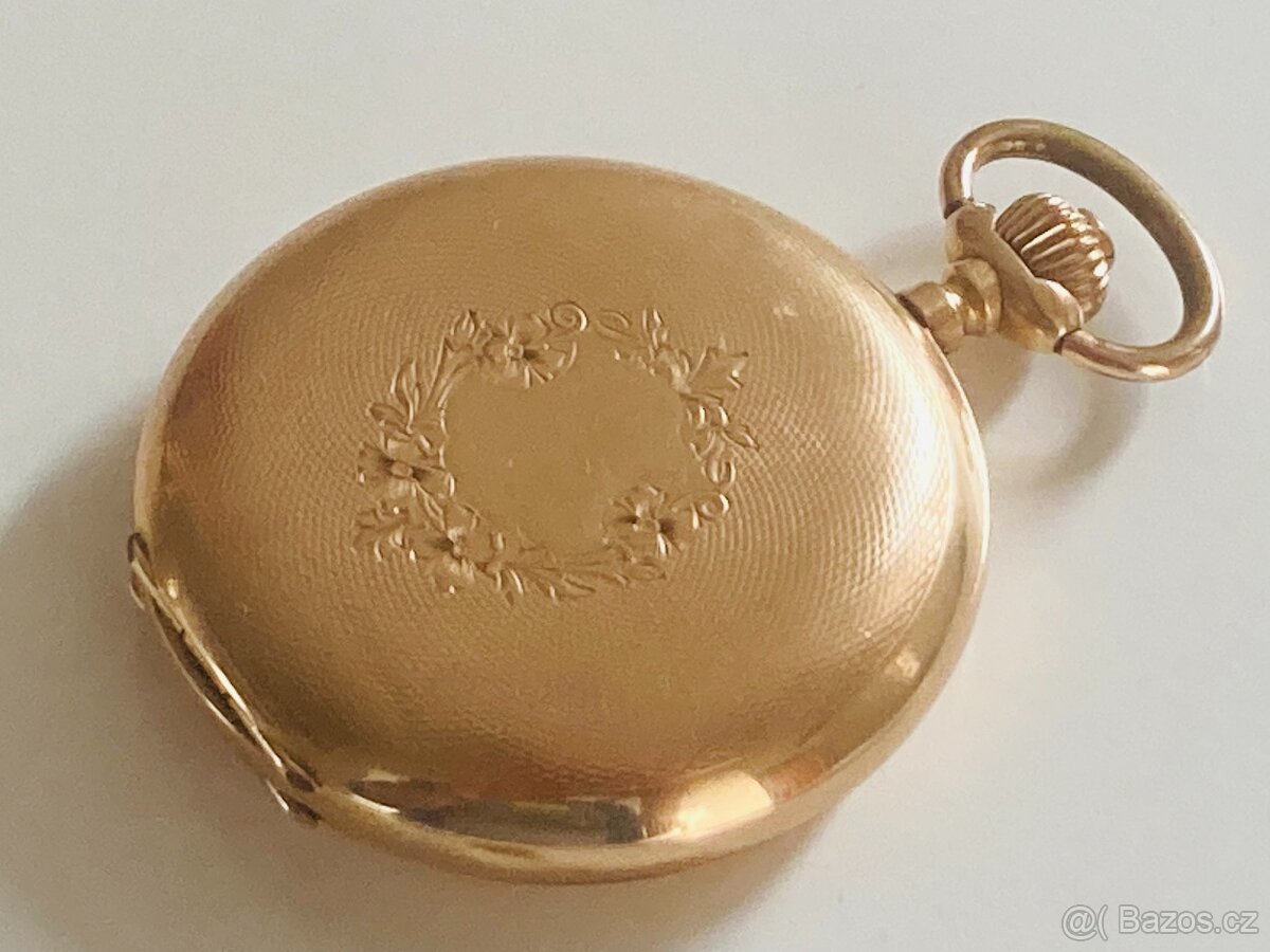 Zlaté 14-karátové kapesní hodinky Systéme Glashütte, 89 g