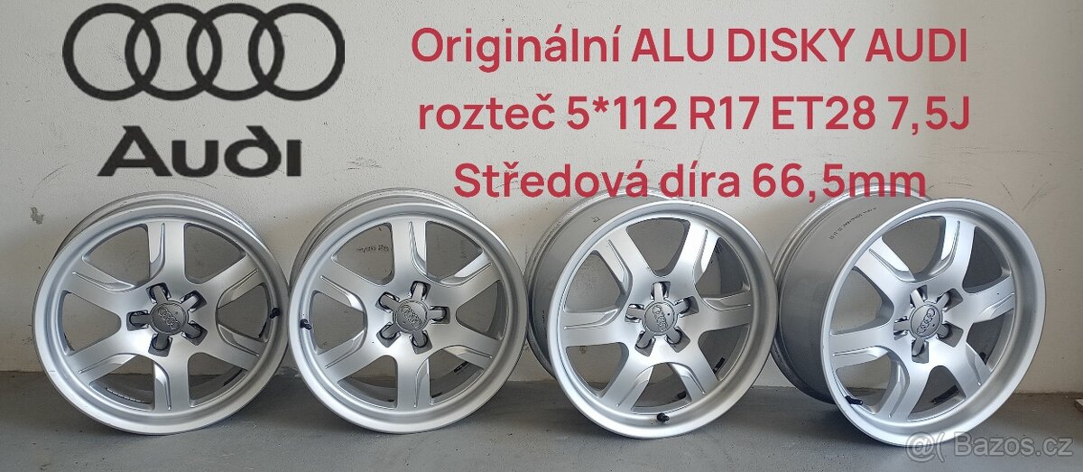 Originální ALU DISKY AUDI 5x112 R17 ET28 7,5J 8t0-601-025 b