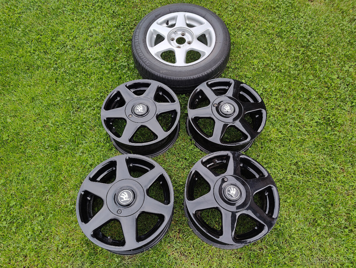 Prodám 5ks alu kola-černé Borbet 14", 4x100