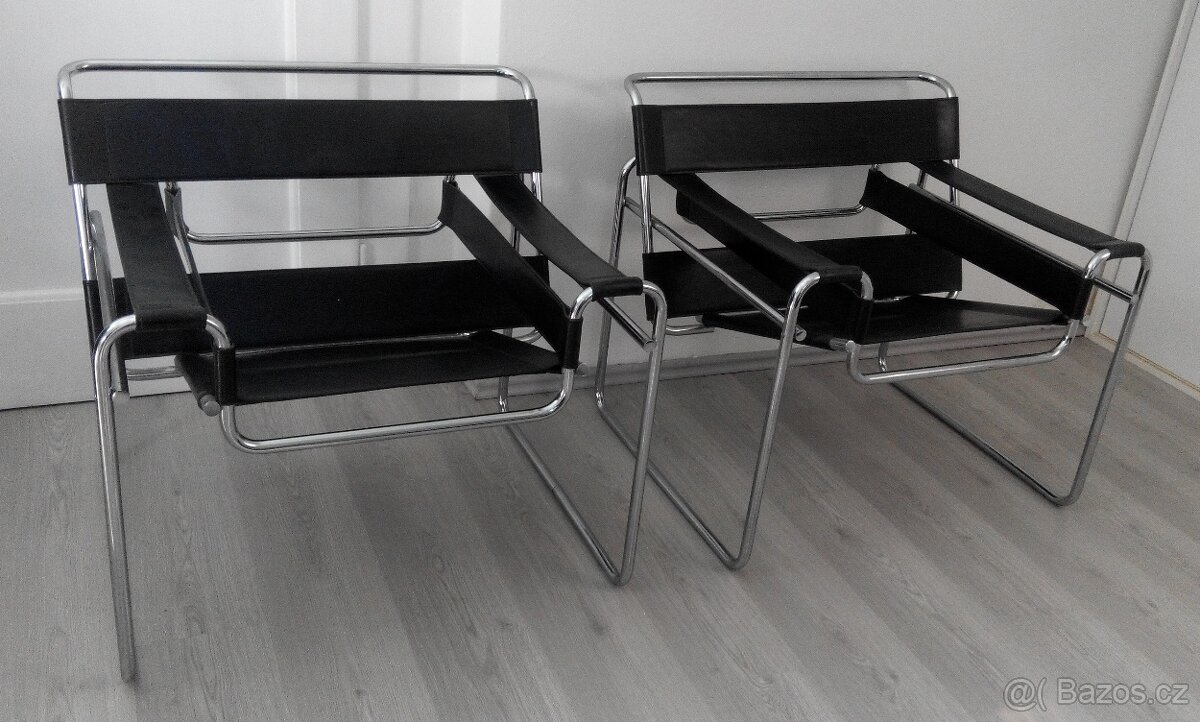 Ikonická designová křesla Wassily chair – sada dvou kusů.