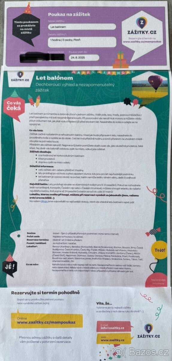 Let balónem 2x osoba Plzeň