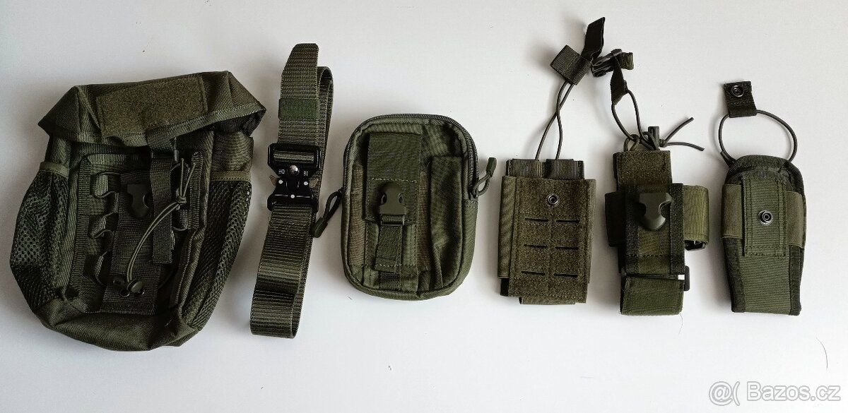5x khaki army kapsičky a pouzdra s opaskem