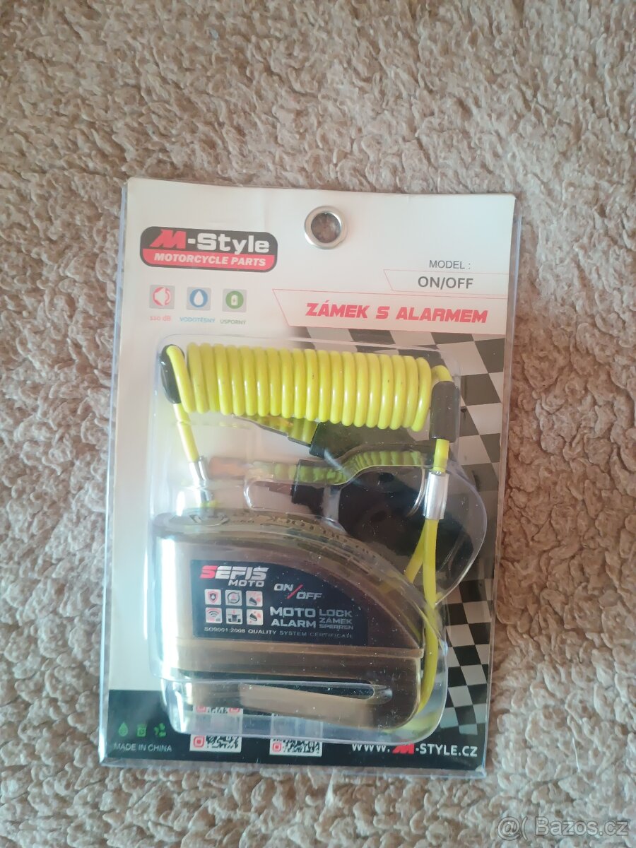 Masivní zámek s alarmem na motorku,kolo,čtyřkolku