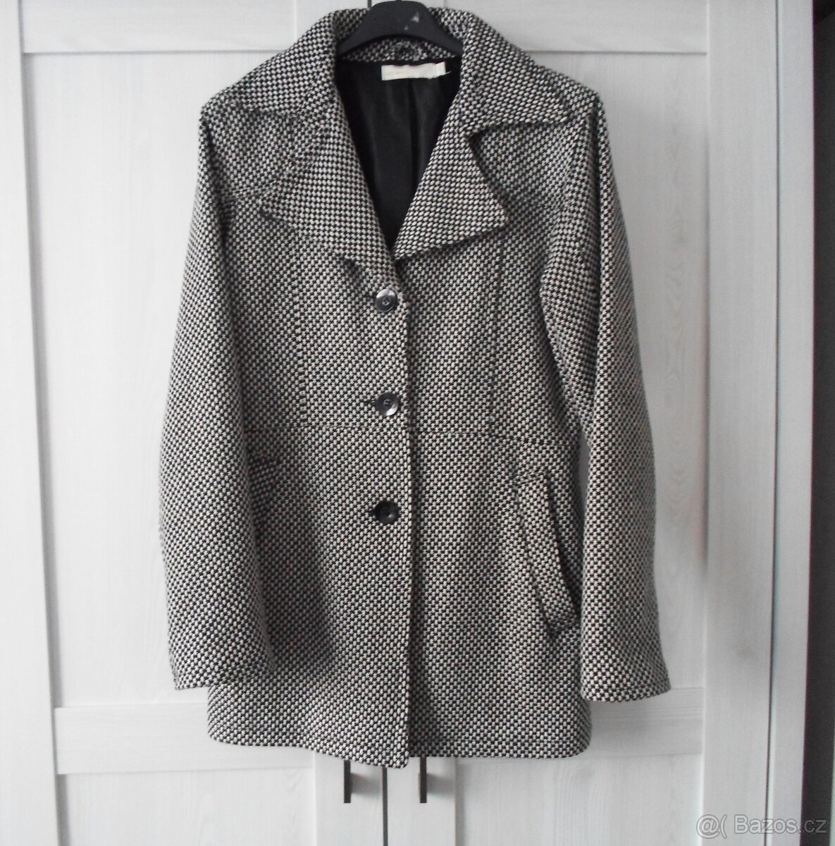 Černý bílý kabát kabátek - S, 36