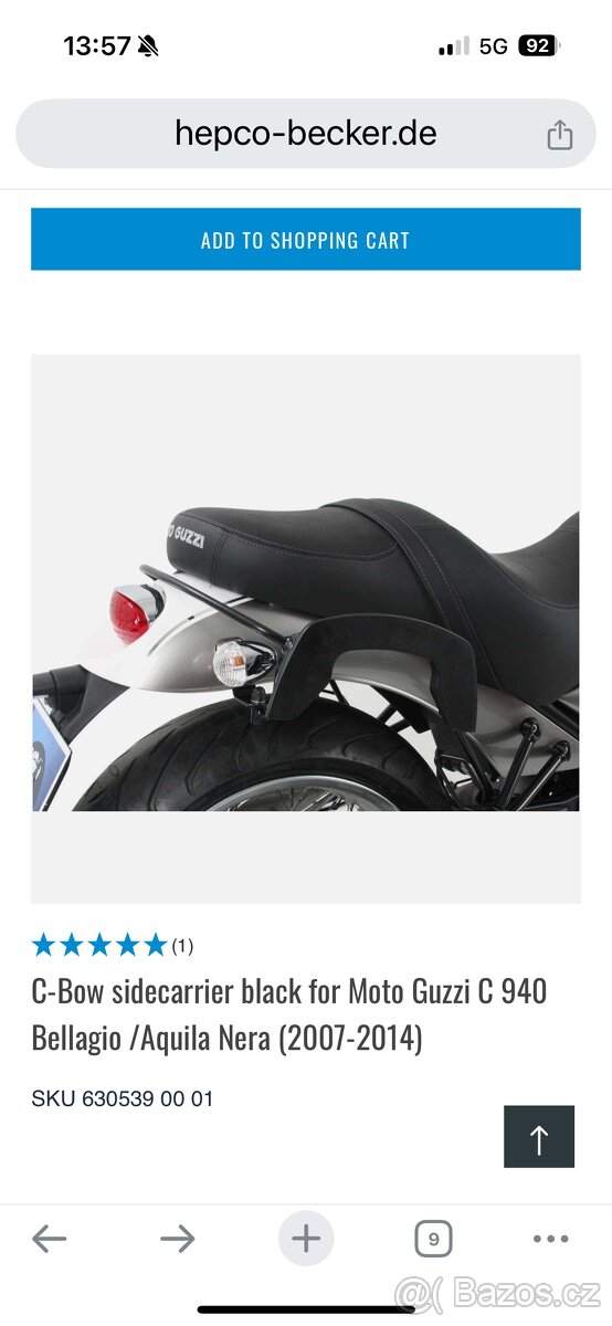 Hepco & Becker držák kufru Moto Guzzi Bellagio 940
