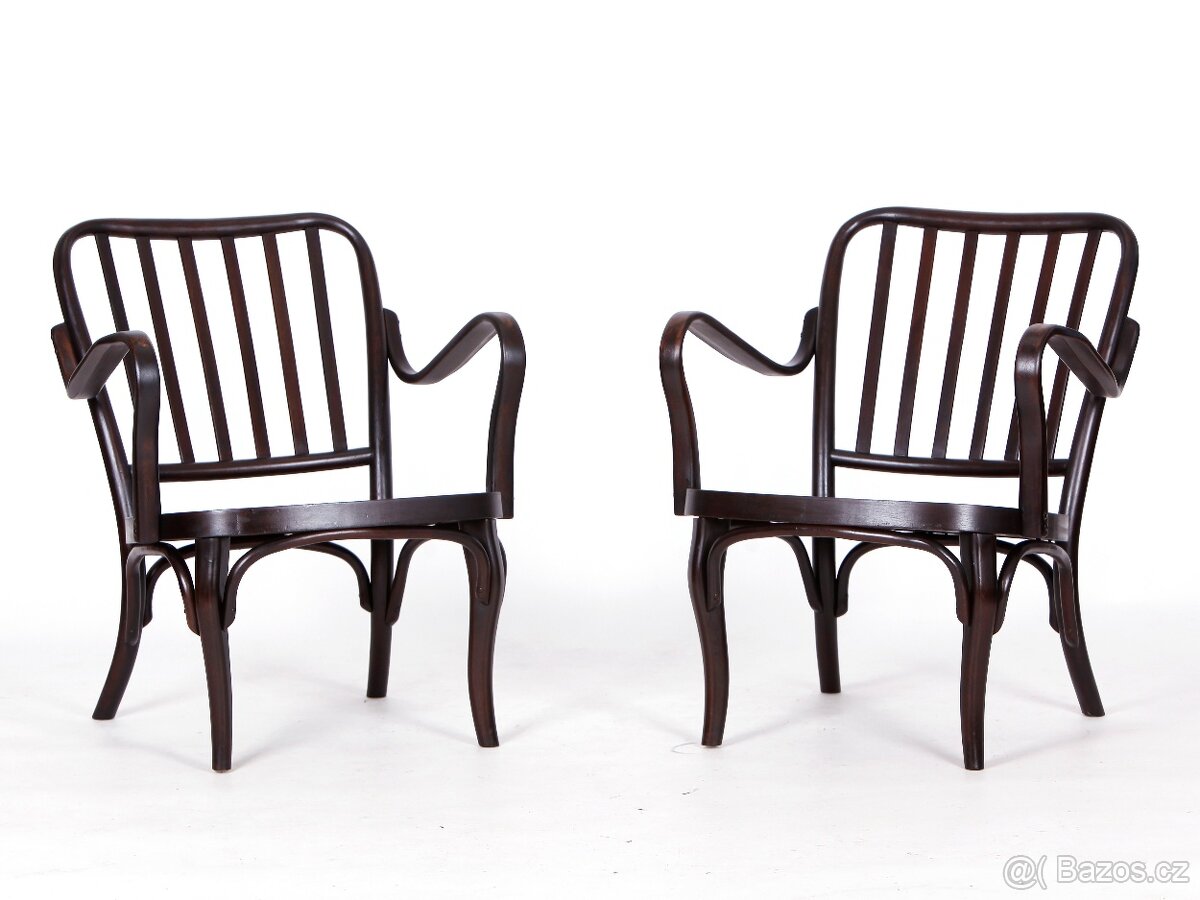 [ 4456 ] J. Frank, 2x křesílka, židle TON, Thonet.