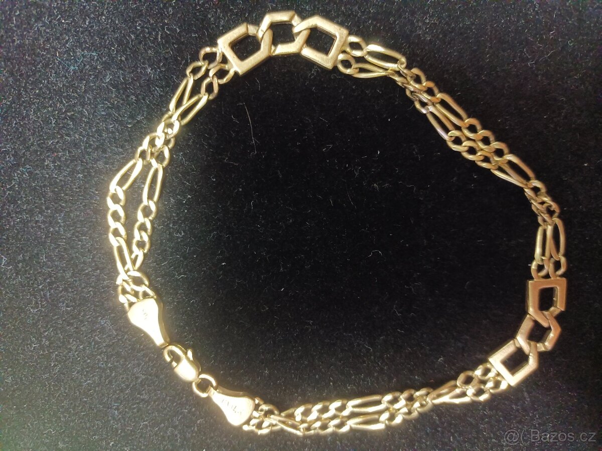 Zlatý puncovaný náramek 585/1000, 8,20g