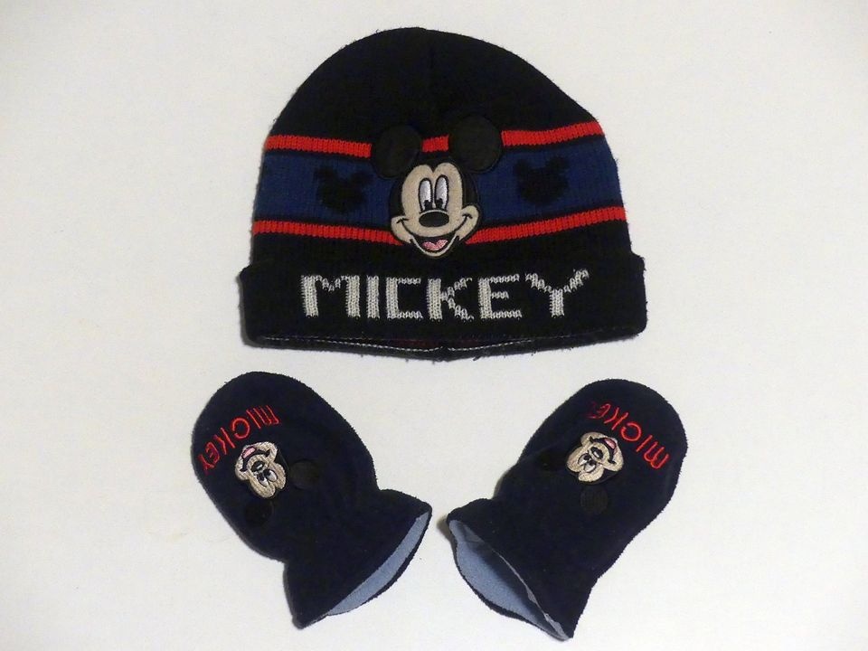 Dětská zimní čepice a rukavice, Mickey Mouse, Disney, 1,5-2