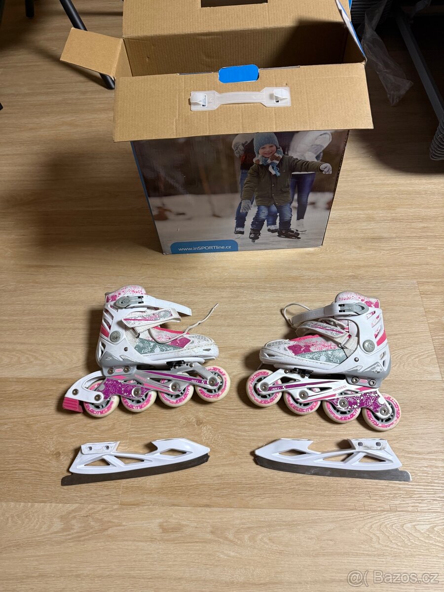 Dětské brusle 2v1 Worker pinkola, 31-34, S