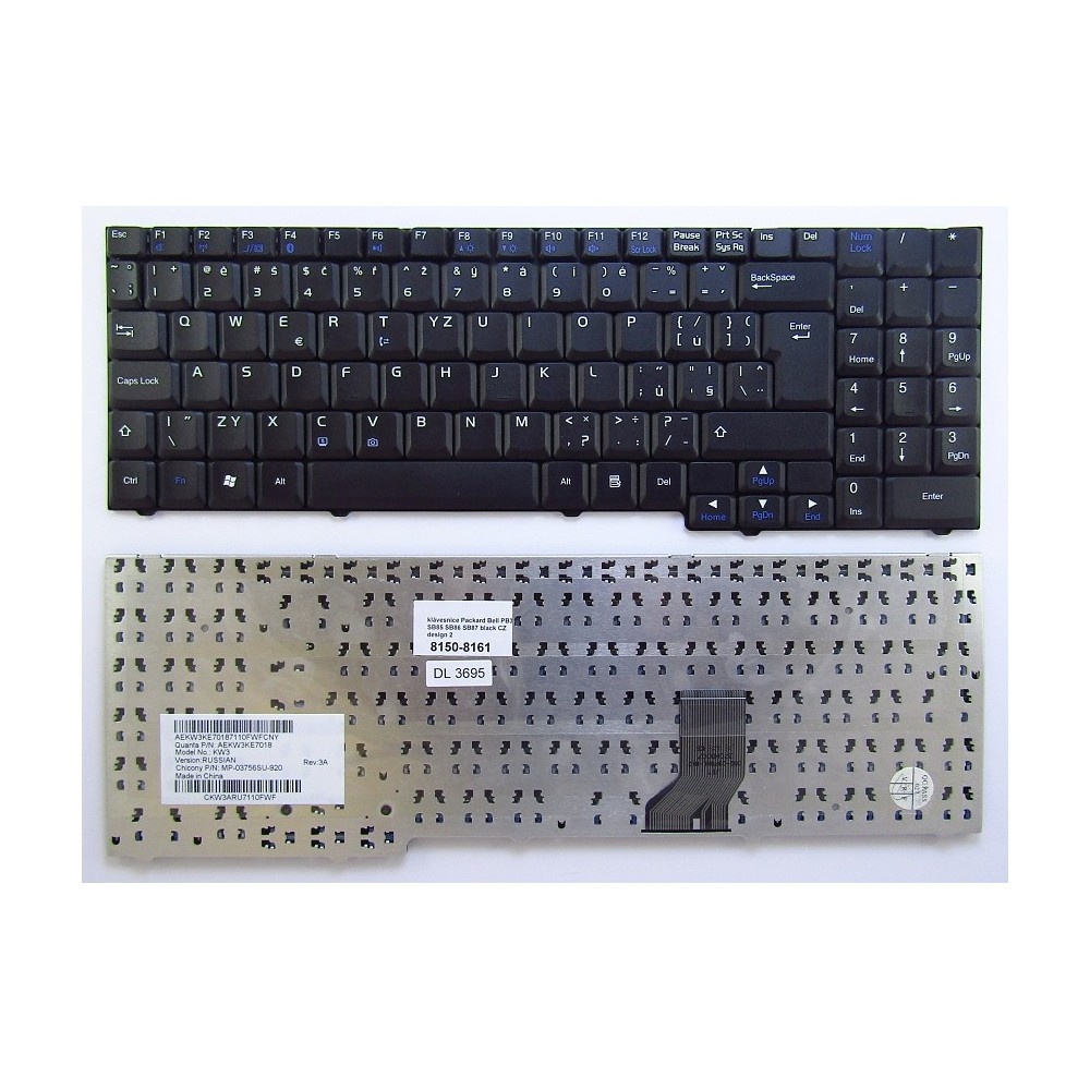 česká klávesnice Packard Bell PB3 SB85 SB86 SB87 černá CZ -